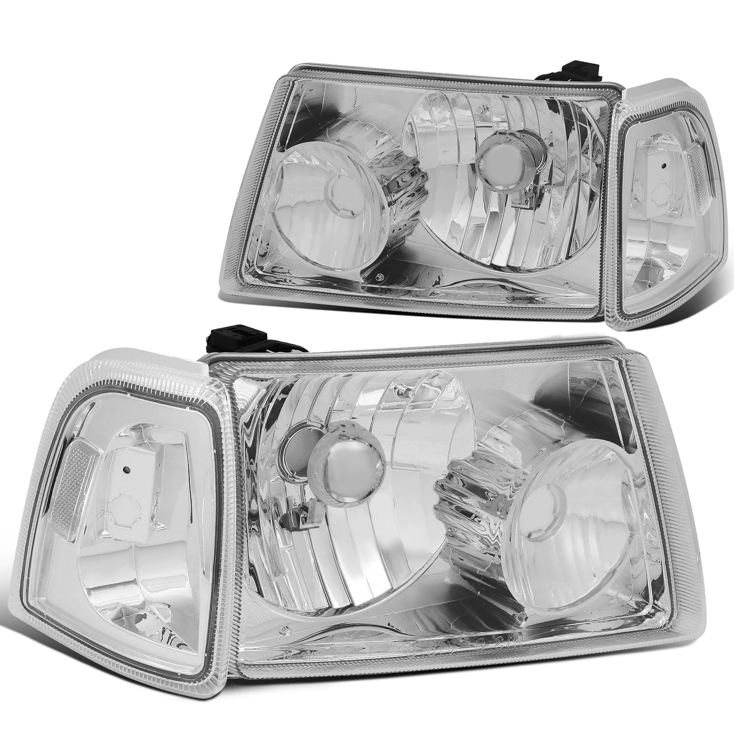 FAROS 01-11 FORD RANGER 2/4-DOOR - 4PC - 9007 LOW BEAM / HIGH BEAM- CHROME HOUSING / CLEAR CORNER
