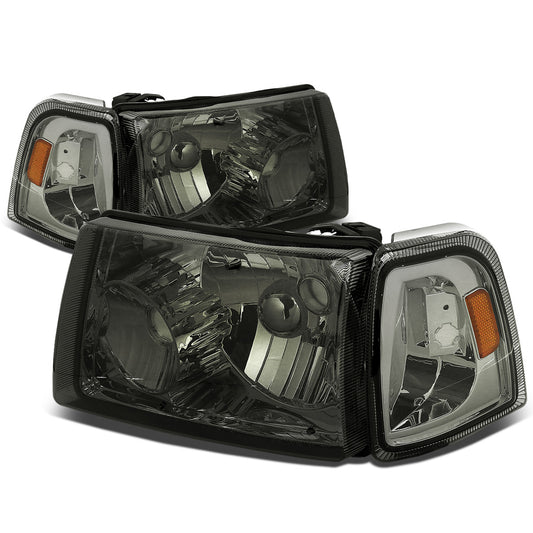 FAROS 01-11 FORD RANGER 2/4-DOOR - 4PC - 9007 LOW BEAM / HIGH BEAM - SMOKE HOUSING / AMBER CORNER