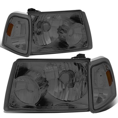 FAROS 01-11 FORD RANGER 2/4-DOOR - 4PC - 9007 LOW BEAM / HIGH BEAM - SMOKE HOUSING / AMBER CORNER