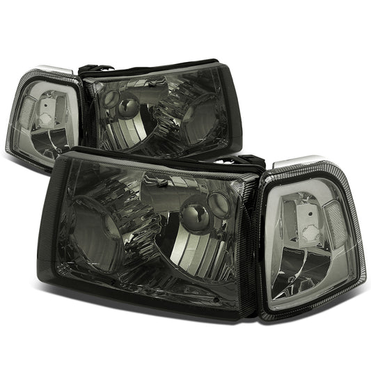 FAROS 01-11 FORD RANGER 2/4-DOOR - 4PC - 9007 LOW BEAM / HIGH BEAM - SMOKE HOUSING / CLEAR CORNER