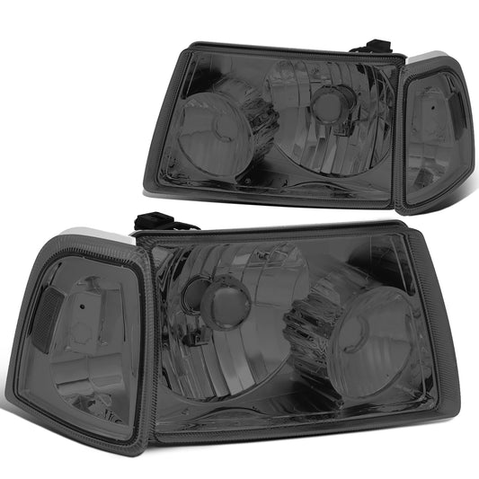 FAROS 01-11 FORD RANGER 2/4-DOOR - 4PC - 9007 LOW BEAM / HIGH BEAM - SMOKE HOUSING / CLEAR CORNER
