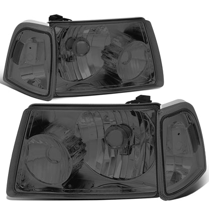 FAROS 01-11 FORD RANGER 2/4-DOOR - 4PC - 9007 LOW BEAM / HIGH BEAM - SMOKE HOUSING / CLEAR CORNER