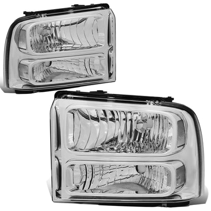 FAROS 05-07 FORD F-250, F-350, F-450, F-550 2/4-DOOR SUPER DUTY - H13 LOW BEAM / HIGH BEAM - CHROME HOUSING / CLEAR CORNER