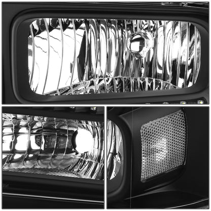 FAROS 05-07 FORD F-250, F-350, F-450, F-550 2/4-DOOR SUPER DUTY - H13 LOW BEAM / HIGH BEAM - LED - BLACK HOUSING / CLEAR CORNER