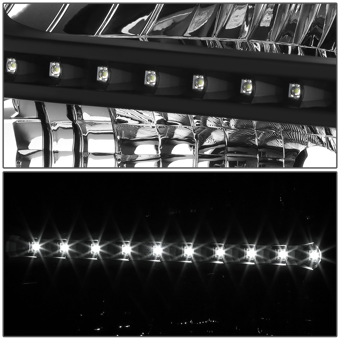 FAROS 05-07 FORD F-250, F-350, F-450, F-550 2/4-DOOR SUPER DUTY - H13 LOW BEAM / HIGH BEAM - LED - BLACK HOUSING / CLEAR CORNER