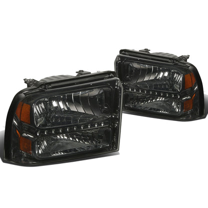 FAROS 05-07 FORD F-250, F-350, F-450, F-550 2/4-DOOR SUPER DUTY - H13 LOW BEAM / HIGH BEAM - LED - SMOKE HOUSING / AMBER CORNER