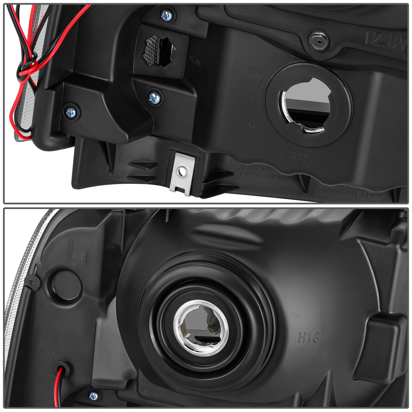 FAROS 05-07 FORD F-250, F-350, F-450, F-550 2/4-DOOR SUPER DUTY - H13 LOW BEAM / HIGH BEAM - LED - SMOKE HOUSING / CLEAR CORNER