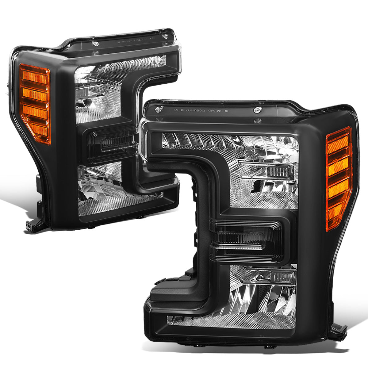 FAROS 17-19 FORD F-250, F-350, F-450, F-550 SUPER DUTY - FITS MODELS WITH HALOGEN HEADLIGHTS ONLY - H13 LOW BEAM / H13 HIGH BEAM - BLACK HOUSING / AMBER CORNER