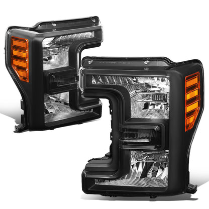 FAROS 17-19 FORD F-250, F-350, F-450, F-550 SUPER DUTY - FITS MODELS WITH HALOGEN HEADLIGHTS ONLY - H13 LOW BEAM / H13 HIGH BEAM - BLACK HOUSING / AMBER CORNER