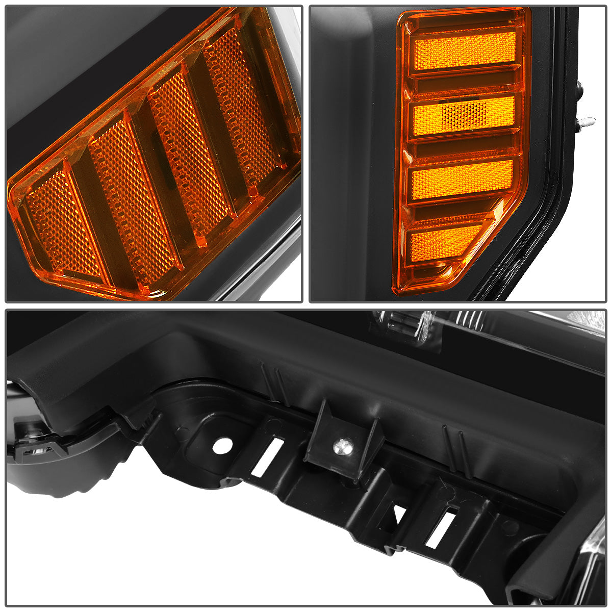 FAROS 17-19 FORD F-250, F-350, F-450, F-550 SUPER DUTY - FITS MODELS WITH HALOGEN HEADLIGHTS ONLY - H13 LOW BEAM / H13 HIGH BEAM - BLACK HOUSING / AMBER CORNER