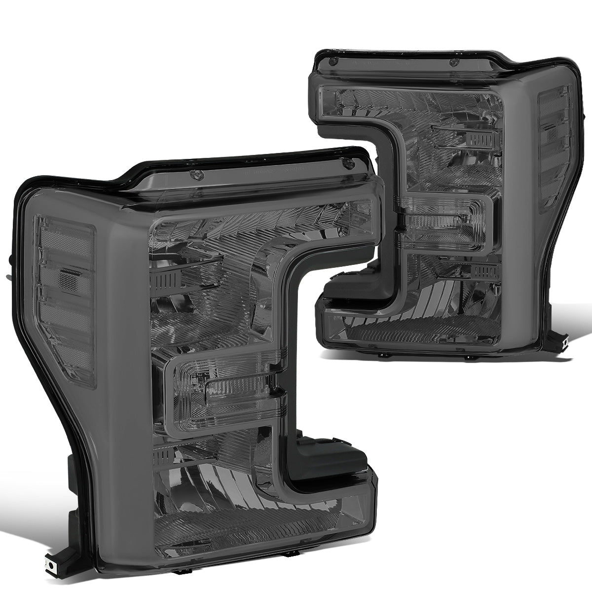 FAROS 17-19 FORD F-250, F-350, F-450, F-550 SUPER DUTY - FITS MODELS WITH HALOGEN HEADLIGHTS ONLY - H13 LOW BEAM / H13 HIGH BEAM - SMOKE HOUSING / CLEAR CORNER