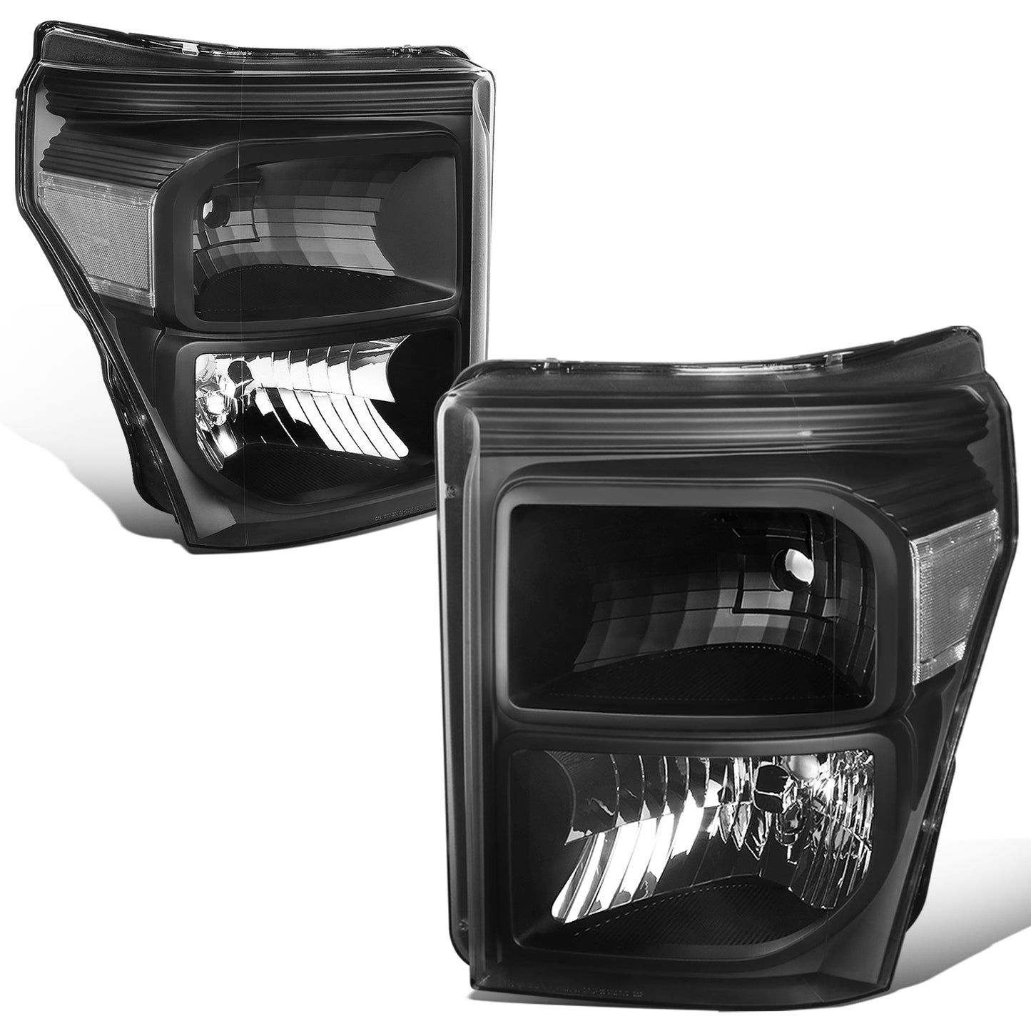 FAROS 11-16 FORD F-250, F-350, F-450, F-550 - SUPER DUTY 2/4-DOOR - H13 LOW BEAM / HIGH BEAM - BLACK HOUSING / CLEAR CORNER