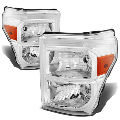 FAROS 11-16 FORD F-250, F-350, F-450, F-550 - SUPER DUTY 2/4-DOOR - H13 LOW BEAM / HIGH BEAM - CHROME HOUSING / AMBER CORNER