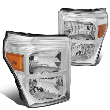 FAROS 11-16 FORD F-250, F-350, F-450, F-550 - SUPER DUTY 2/4-DOOR - H13 LOW BEAM / HIGH BEAM - CHROME HOUSING / AMBER CORNER