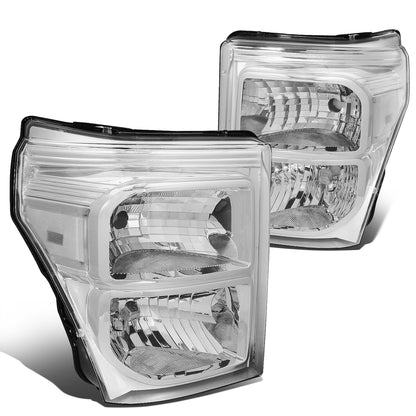 FAROS 11-16 FORD F-250, F-350, F-450, F-550 - SUPER DUTY 2/4-DOOR - H13 LOW BEAM / HIGH BEAM - CHROME HOUSING / CLEAR CORNER