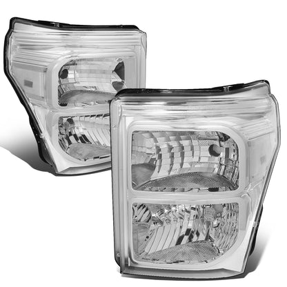 FAROS 11-16 FORD F-250, F-350, F-450, F-550 - SUPER DUTY 2/4-DOOR - H13 LOW BEAM / HIGH BEAM - CHROME HOUSING / CLEAR CORNER
