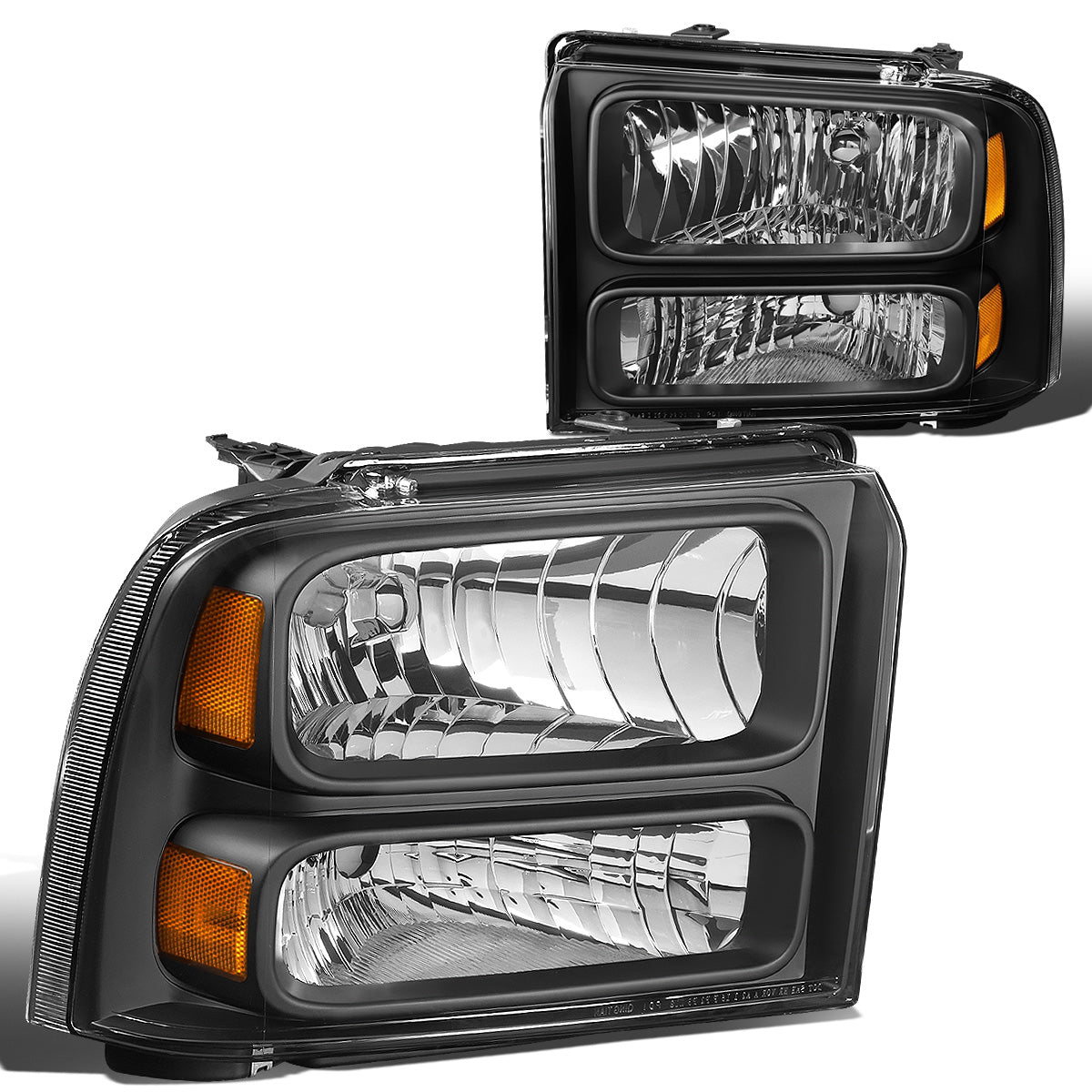 FAROS 05-07 FORD F-250, F-350, F-450, F-550 - SUPER DUTY 2/4-DOOR - H13 LOW BEAM / HIGH BEAM - BLACK HOUSING / AMBER CORNER