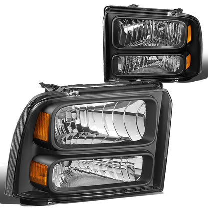 FAROS 05-07 FORD F-250, F-350, F-450, F-550 - SUPER DUTY 2/4-DOOR - H13 LOW BEAM / HIGH BEAM - BLACK HOUSING / AMBER CORNER