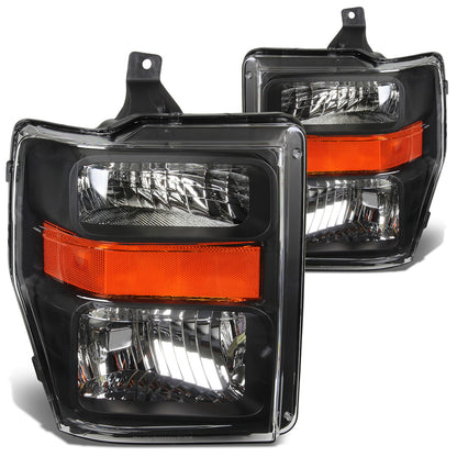 FAROS 08-10 FORD F-250, F-350, F-450, F-550 - SUPER DUTY 2/4-DOOR - H13 LOW BEAM / HIGH BEAM - BLACK HOUSING / AMBER CORNER
