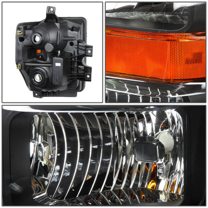 FAROS 08-10 FORD F-250, F-350, F-450, F-550 - SUPER DUTY 2/4-DOOR - H13 LOW BEAM / HIGH BEAM - BLACK HOUSING / AMBER CORNER