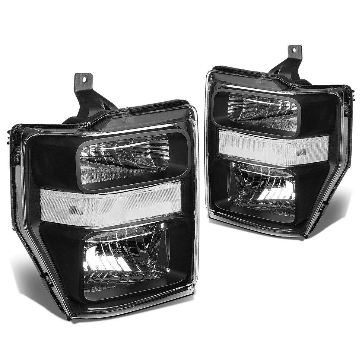 FAROS 08-10 FORD F-250, F-350, F-450, F-550 - SUPER DUTY 2/4-DOOR - H13 LOW BEAM / HIGH BEAM - BLACK HOUSING / CLEAR CORNER