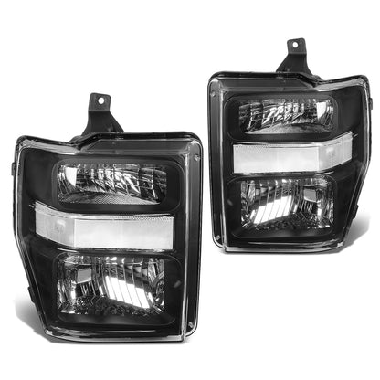 FAROS 08-10 FORD F-250, F-350, F-450, F-550 - SUPER DUTY 2/4-DOOR - H13 LOW BEAM / HIGH BEAM - BLACK HOUSING / CLEAR CORNER