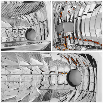 FAROS 08-10 FORD F-250, F-350, F-450, F-550 - SUPER DUTY 2/4-DOOR - H13 LOW BEAM / HIGH BEAM - CHROME HOUSING / AMBER CORNER
