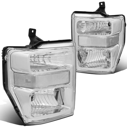FAROS 08-10 FORD F-250, F-350, F-450, F-550 - SUPER DUTY 2/4-DOOR - H13 LOW BEAM / HIGH BEAM - CHROME HOUSING / CLEAR CORNER