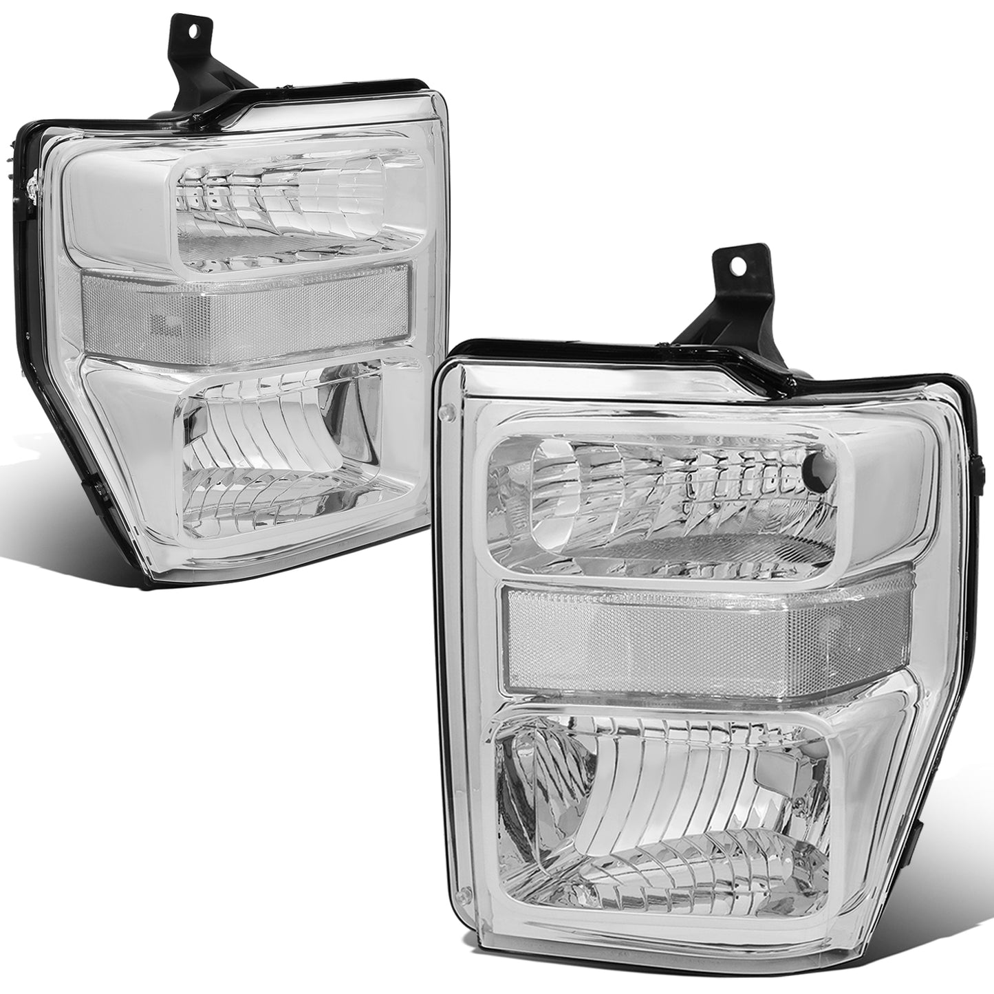 FAROS 08-10 FORD F-250, F-350, F-450, F-550 - SUPER DUTY 2/4-DOOR - H13 LOW BEAM / HIGH BEAM - CHROME HOUSING / CLEAR CORNER