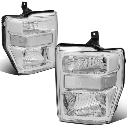 FAROS 08-10 FORD F-250, F-350, F-450, F-550 - SUPER DUTY 2/4-DOOR - H13 LOW BEAM / HIGH BEAM - CHROME HOUSING / CLEAR CORNER