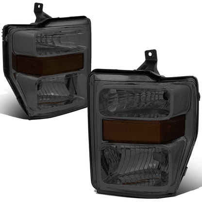 FAROS 08-10 FORD F-250, F-350, F-450, F-550 - SUPER DUTY 2/4-DOOR - H13 LOW BEAM / HIGH BEAM - SMOKE HOUSING / AMBER CORNER