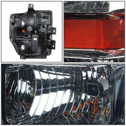 FAROS 08-10 FORD F-250, F-350, F-450, F-550 - SUPER DUTY 2/4-DOOR - H13 LOW BEAM / HIGH BEAM - SMOKE HOUSING / AMBER CORNER