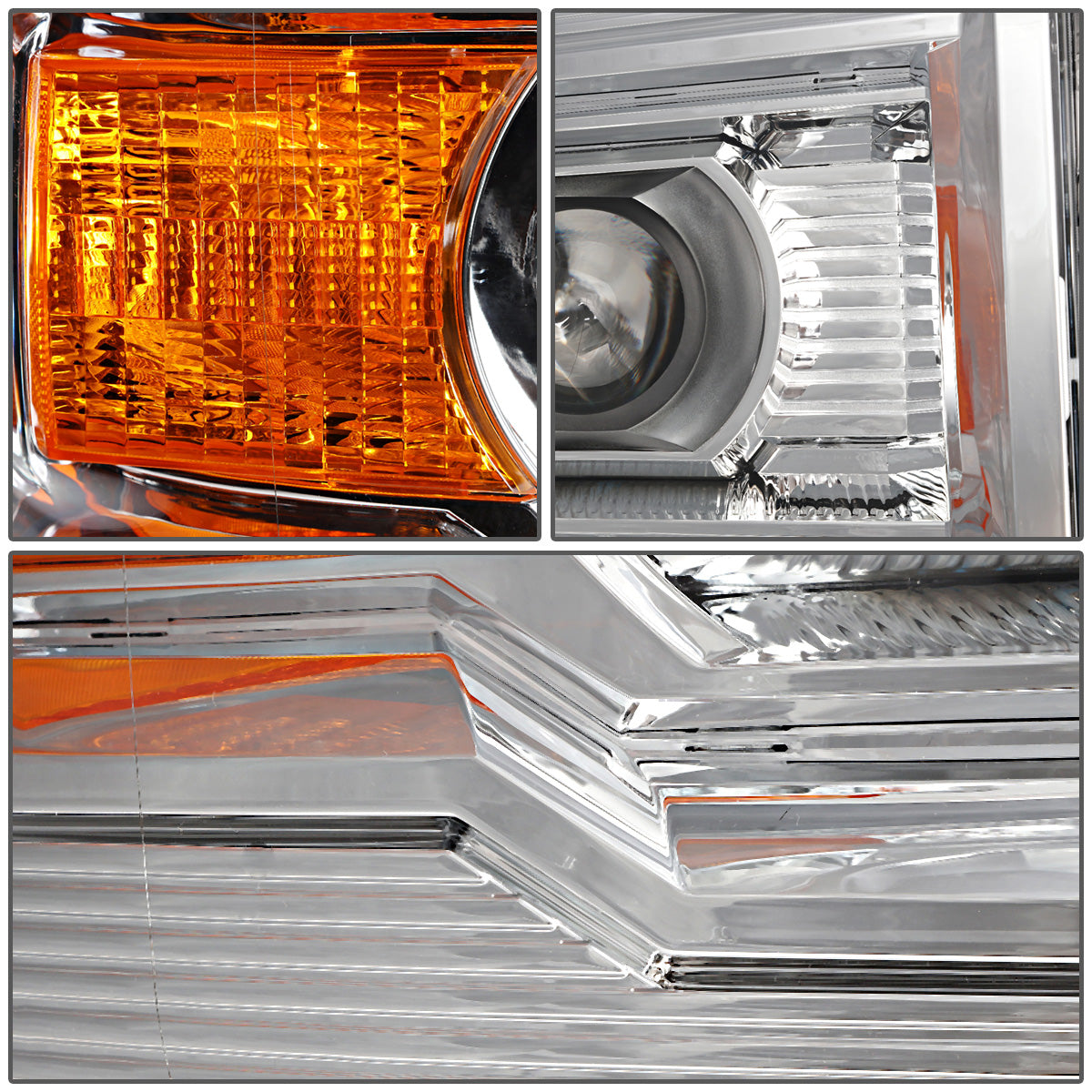 FAROS 14-15 GMC SIERRA 1500 / 15-17 GMC SIERRA 2500 , 3500 2/4-DOOR - FITS HALOGEN HEADLIGHTS MODELS ONLY - PROJECTOR - H7 LOW BEAM / HIGH BEAM - CHROME HOUSING / AMBER CORNER