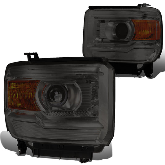 FAROS 14-15 GMC SIERRA 1500 / 15-17 GMC SIERRA 2500HD, 3500HD - FITS HALOGEN HEADLIGHT MODELS ONLY - PROJECTOR - H7 LOW BEAM / HIGH BEAM - SMOKE HOUSING / AMBER CORNER