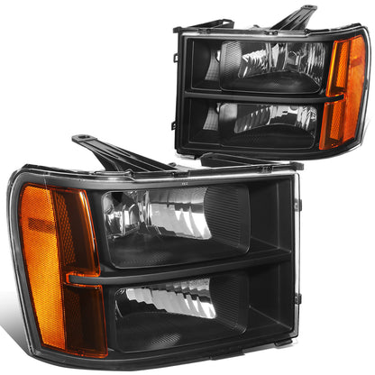 FAROS 07-13 GMC SIERRA 1500 / 07-14 GMC SIERRA 2500, 3500 2/4-DOOR - H11 LOW BEAM / 9005 HIGH BEAM - BLACK HOUSING / AMBER CORNER