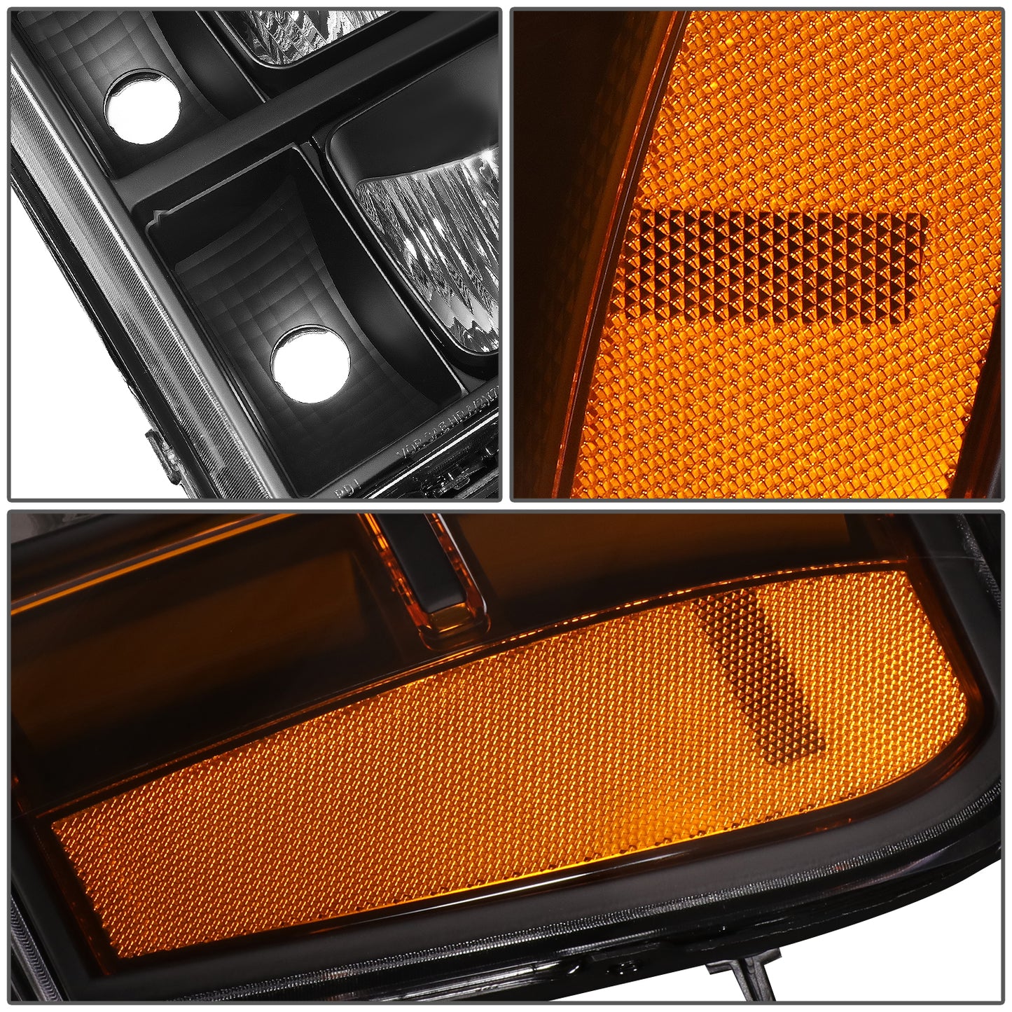 FAROS 07-13 GMC SIERRA 1500 / 07-14 GMC SIERRA 2500, 3500 2/4-DOOR - H11 LOW BEAM / 9005 HIGH BEAM - BLACK HOUSING / AMBER CORNER