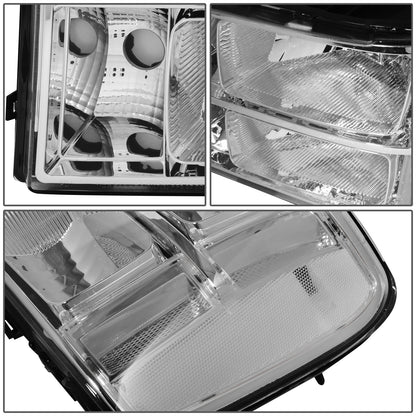 FAROS 07-13 GMC SIERRA 1500 / 07-14 GMC SIERRA 2500, 3500 2/4-DOOR - H11 LOW BEAM / 9005 HIGH BEAM - CHROME HOUSING / CLEAR CORNER