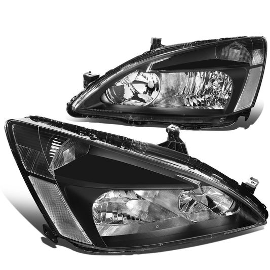 FAROS 03-07 HONDA ACCORD 2/4-DOOR - 9006 LOW BEAM / 9005 HIGH BEAM - BLACK HOUSING / CLEAR CORNER