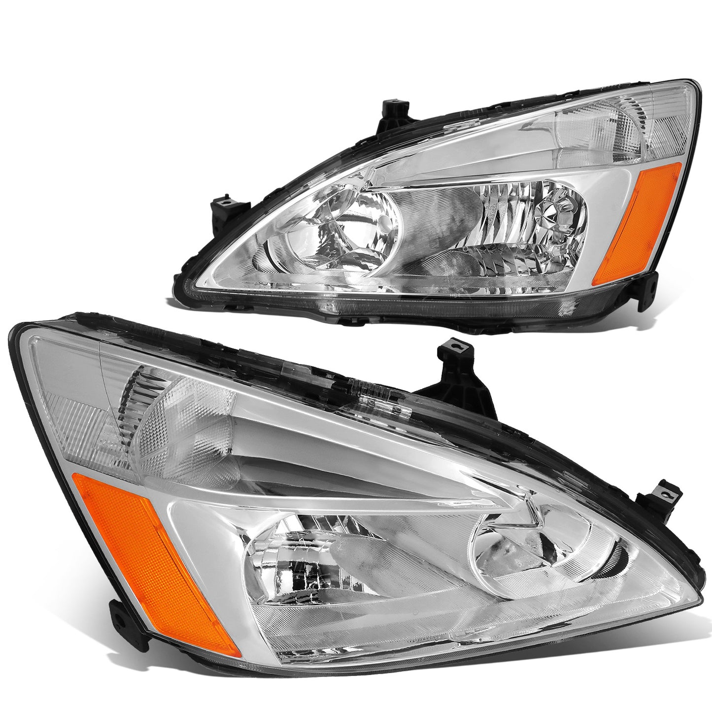 FAROS 03-07 HONDA ACCORD 2/4-DOOR - 9006 LOW BEAM / 9005 HIGH BEAM - CHROME HOUSING / AMBER CORNER