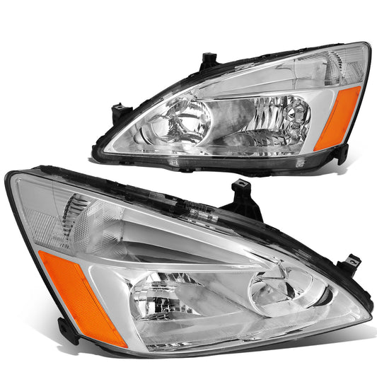 FAROS 03-07 HONDA ACCORD 2/4-DOOR - 9006 LOW BEAM / 9005 HIGH BEAM - CHROME HOUSING / AMBER CORNER