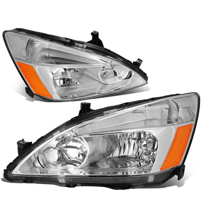 FAROS 03-07 HONDA ACCORD 2/4-DOOR - 9006 LOW BEAM / 9005 HIGH BEAM - CHROME HOUSING / AMBER CORNER