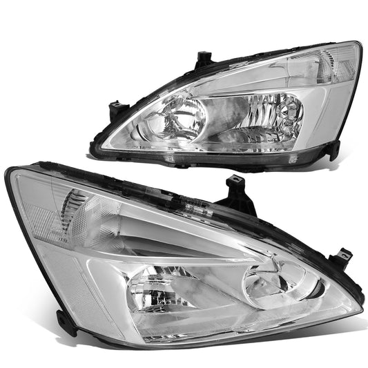 FAROS 03-07 HONDA ACCORD 2/4-DOOR - 9006 LOW BEAM / 9005 HIGH BEAM - CHROME HOUSING / CLEAR CORNER