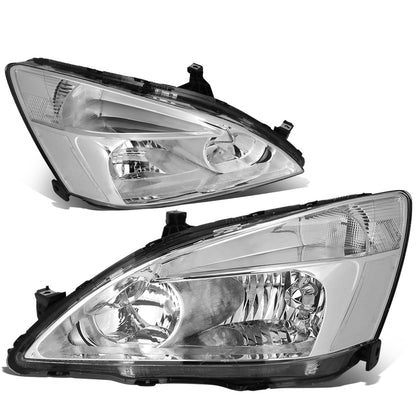 FAROS 03-07 HONDA ACCORD 2/4-DOOR - 9006 LOW BEAM / 9005 HIGH BEAM - CHROME HOUSING / CLEAR CORNER