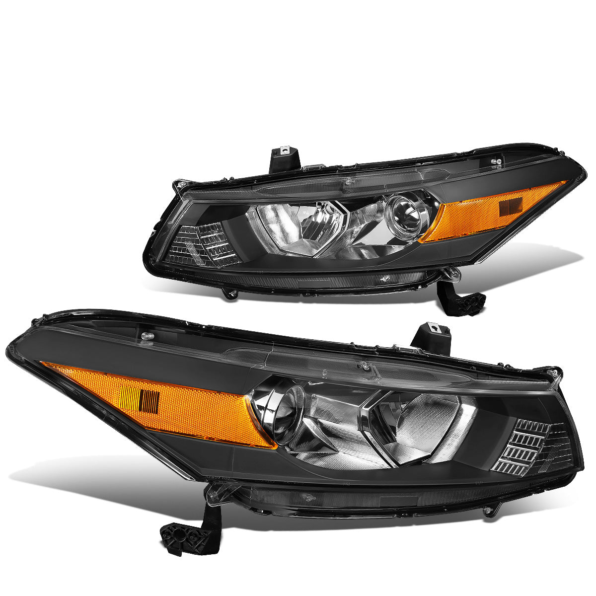 FAROS 08-12 HONDA ACCORD 2-DR COUPE - PROJECTOR - 9005 HIGH BEAM / H11 LOW BEAM - BLACK HOUSING / AMBER CORNER