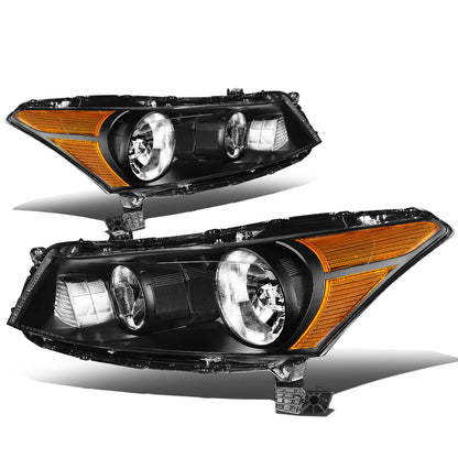 FAROS 08-12 HONDA ACCORD 4-DOOR - 9006 LOW BEAM / 9005 HIGH BEAM - BLACK HOUSING / AMBER CORNER