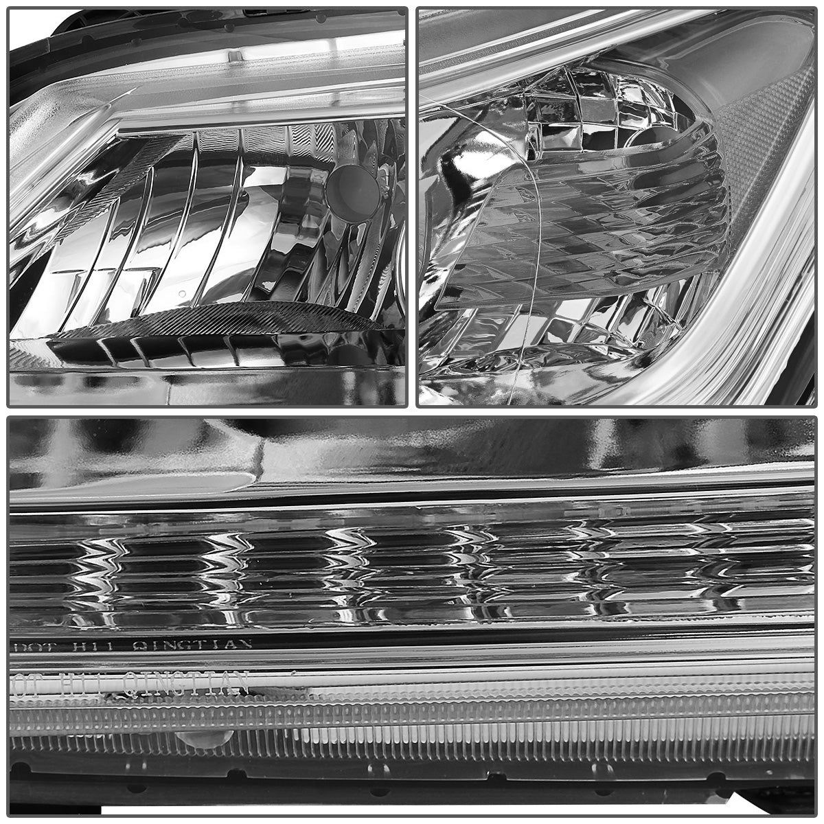 FAROS 13-15 HONDA ACCORD 4-DOOR - PROJECTOR - H11 LOW BEAM / 9005 HIGH BEAM - CHROME HOUSING / CLEAR CORNER