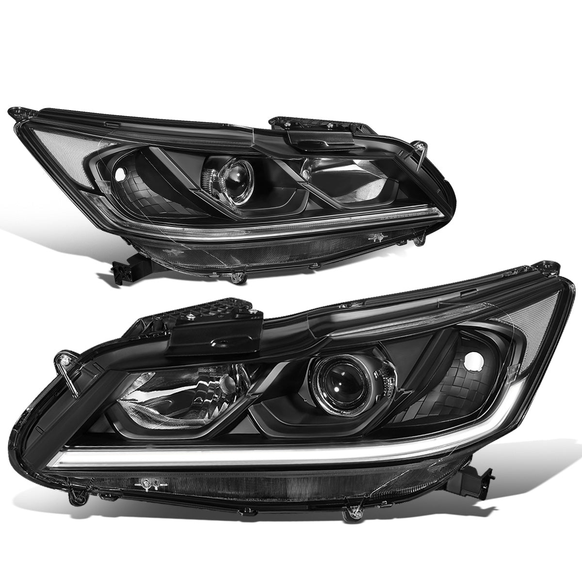 FAROS 16-17 HONDA ACCORD SEDAN - FITS EX, EX-L, SE SPORT MODELS WITH HALOGEN HEADLIGHTS & LED DRL - PROJECTOR - H11 LOW / 9005 HIGH / 7444NA SIGNAL - BLACK HOUSING / CLEAR CORNER