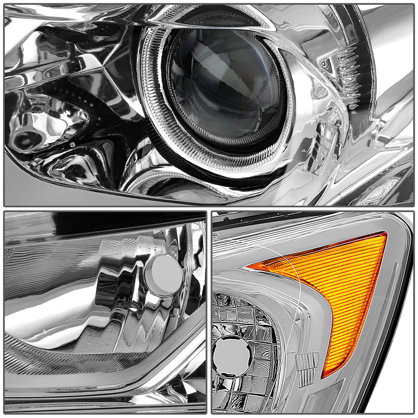 FAROS 16-17 HONDA ACCORD SEDAN - FITS EX, EX-L, SE SPORT MODELS WITH HALOGEN HEADLIGHTS & LED DRL - PROJECTOR - H11 LOW / 9005 HIGH / 7444NA SIGNAL - CHROME HOUSING / AMBER CORNER