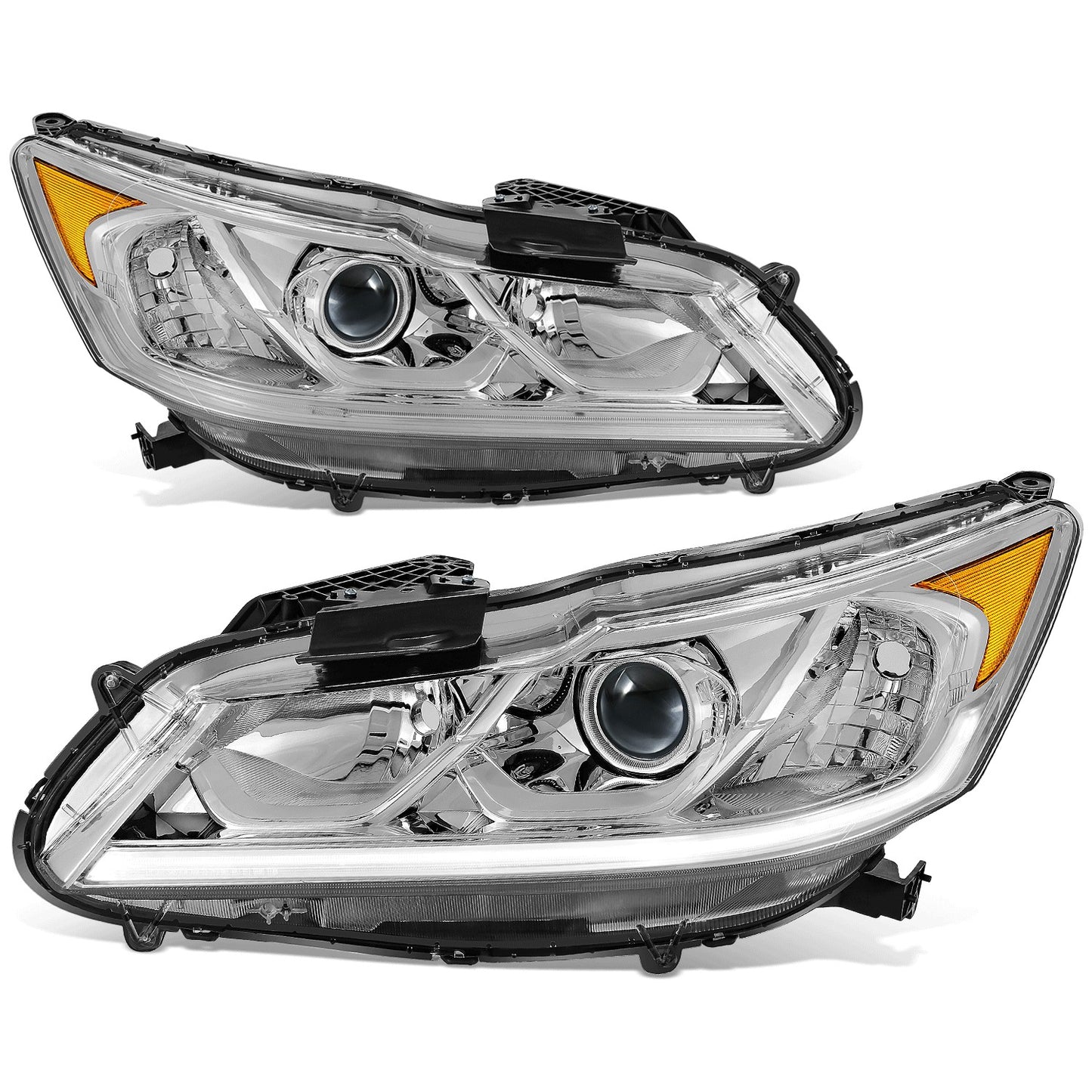 FAROS 16-17 HONDA ACCORD SEDAN - FITS EX, EX-L, SE SPORT MODELS WITH HALOGEN HEADLIGHTS & LED DRL - PROJECTOR - H11 LOW / 9005 HIGH / 7444NA SIGNAL - CHROME HOUSING / AMBER CORNER