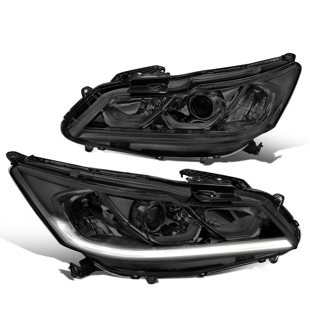 FAROS 16-17 HONDA ACCORD SEDAN - FITS EX, EX-L, SE SPORT MODELS WITH HALOGEN HEADLIGHTS & LED DRL - PROJECTOR - H11 LOW / 9005 HIGH / 7444NA SIGNAL - SMOKE HOUSING / CLEAR CORNER